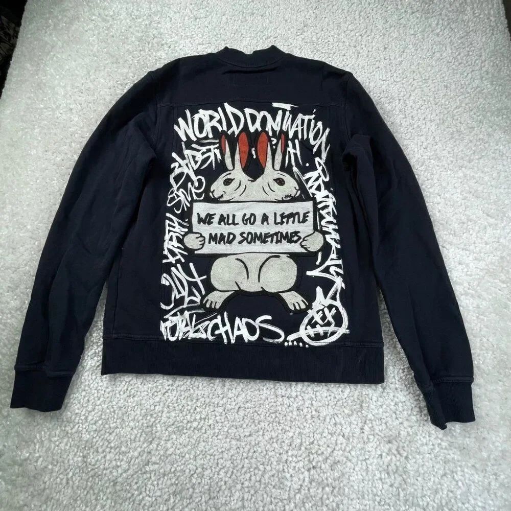 Cult Of Individuality Jacket Black Full Zip Bunnies World Domination Mens Medium